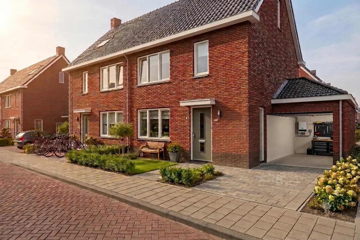 Nederlandse woning met zonnepanelen op het dak